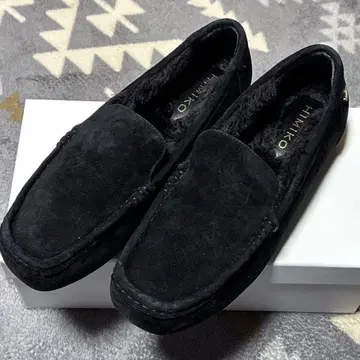 HIMIKO  보아 퍼 모카신 24cm 발수 블랙 가죽