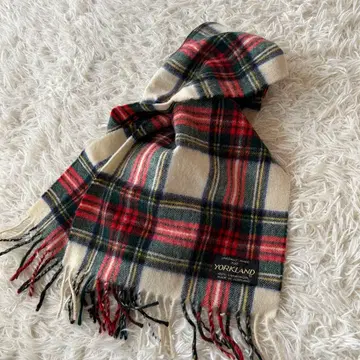 새상품급 요크랜드 라무즈울 100 체크 유리 머플러