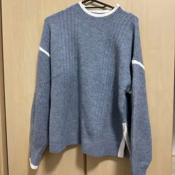 색스 그레이 리브 긴팔 니트