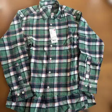 UNIQLO 플란넬 체크 셔츠 M 55 그린