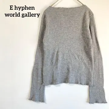 하이픈월드 갤러리 리브 니트 [ F ] 심플 그레이 무지 긴팔