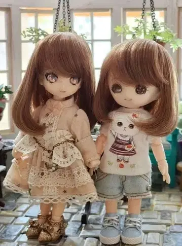 오비츠 11용 가발 (4.5인치) 세미롱 브라운