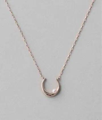 ete K10MPG 펄 크레센트 문 목걸이 미스트 핑크 골드