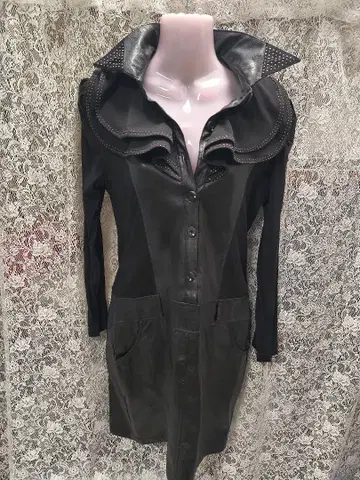 가죽 원피스 코트 세트