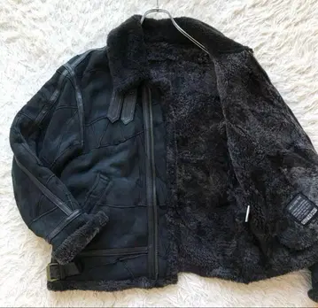 리얼 무스탕 플라이트 자켓 B-3 블랙 양가죽 패치워크 보아