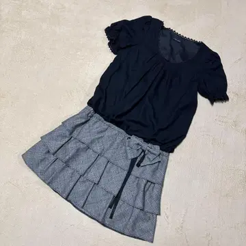 [ 새상품급 ] L'EST ROSE 반팔 원피스 체크 무늬