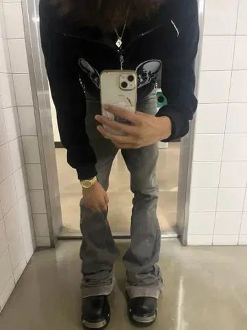 통굽 블랙 부츠 지퍼 포함