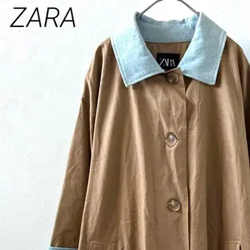ZARA 트렌치코트 스탠 칼라 포켓 부착 사이드 슬릿 루즈핏
