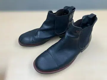 블랙 가죽 사이드 고어 부츠