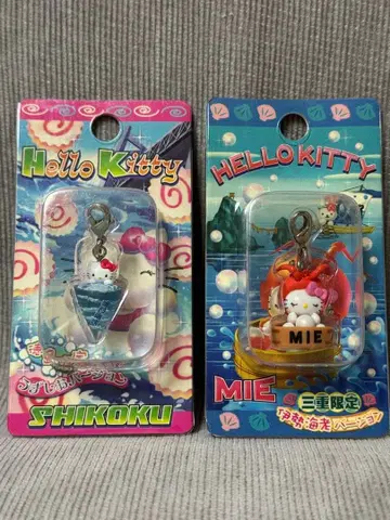 헬로키티 스트랩 2개 세트 마스코트 도쿠시마 소용돌이 미에 이세 새우