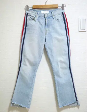 MOTHER INSIDER CROP STEP FRAY 데님 플레어 팬츠