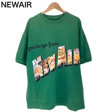 NEWAIR 빅 로고 백 프린트 광고 반팔 그린 둥근넥 T셔츠 L