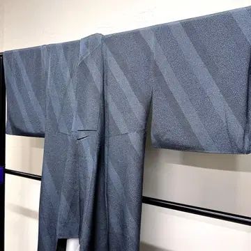 코몬 에도 코몬 사선 줄무늬 다크톤 기모노 121tz