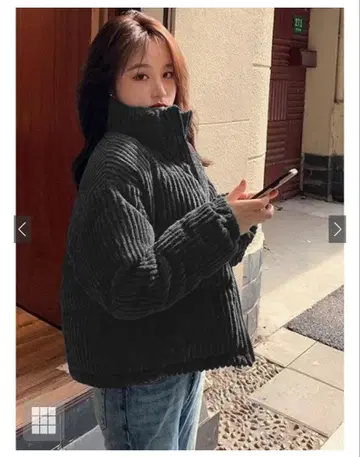 GRL 그레일 코듀로이 다운 자켓 블랙