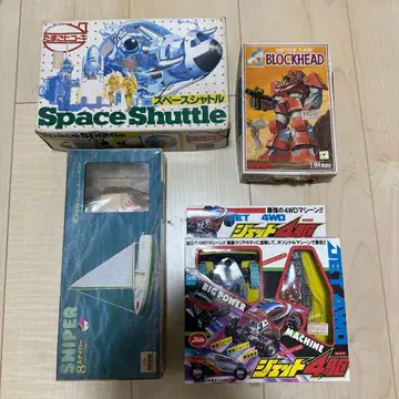 스페이스 셔틀과 로봇 모델 키트 세트 4구 쇼와 레트로 완구