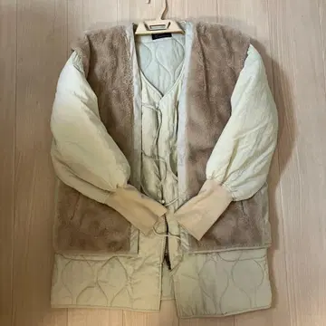 카스타네 Kastane 베이지 퍼 베스트 포함 퀼팅 자켓