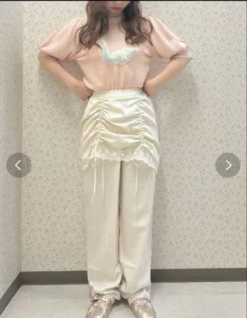 [ merry jenny ] 새틴 레이어드 팬츠 아이보리