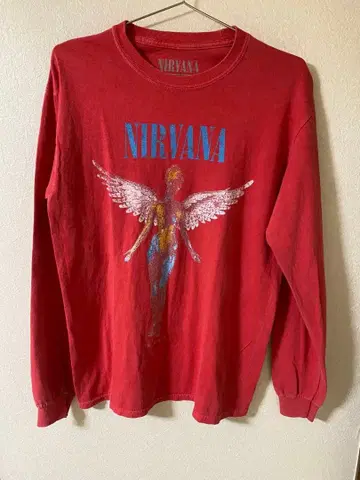 NIRVANA 천사 디자인 긴팔T셔츠 레드