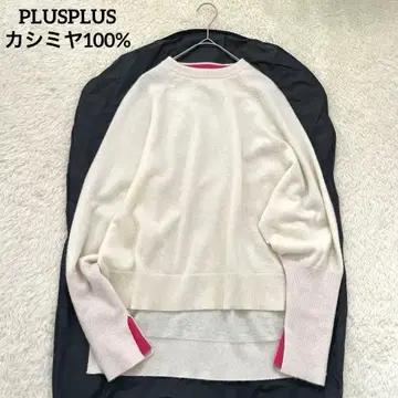 PLUSPLUS (플러스플러스) 캐시미어 100% 니트 스웨터 바이컬러