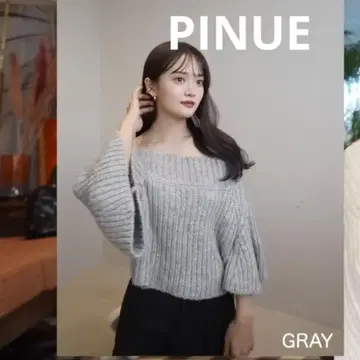 [ PINUE 새상품 ] 플레어 슬리브 니트탑