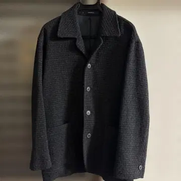 NINA RICCI 다크 그레이 체크 무늬 테일러드 자켓