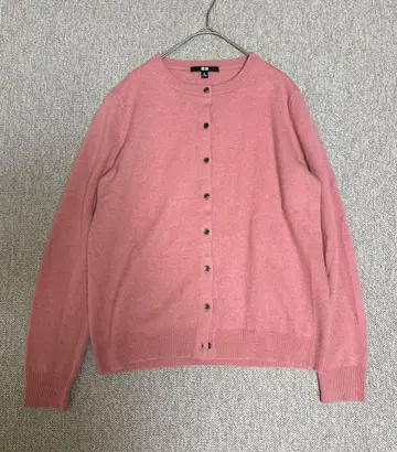 UNIQLO 캐시미어 100% 긴팔 가디건 핑크 XL