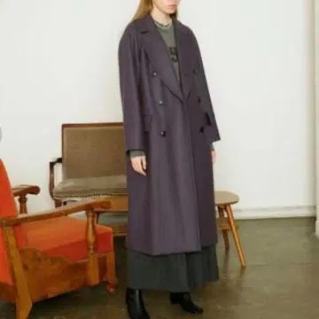 [ 미사용 ] 유나이티드 애로우즈 해밀턴 멜톤 롱 코트 네이비