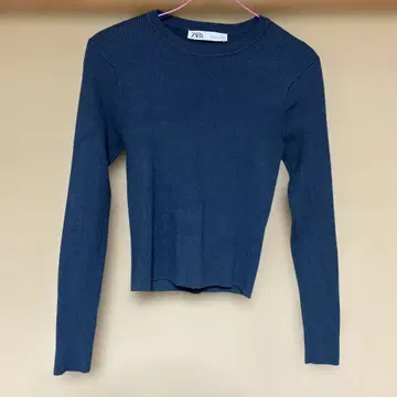 ZARA 다크 블루 리브 니트 L 사이즈 어깨 패드 포함