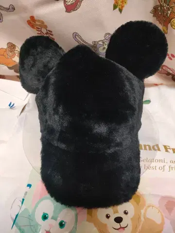 미키 귀달린 복슬복슬 팬캡 모자 블랙 캡