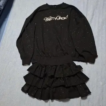 라메 믹스 셋업 미니 스커트