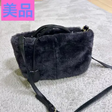 다크 그레이 퍼 가죽 핸드백