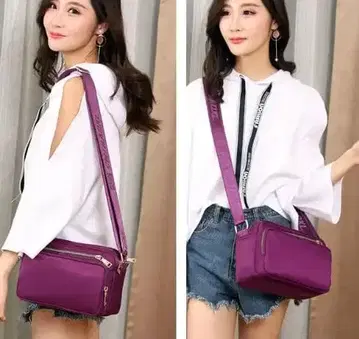 퍼플 숄더백 합성 피혁