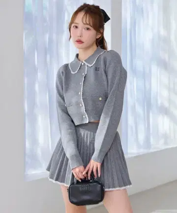 NICE CLAUP 폴로 옷깃 니트 셋업 그레이