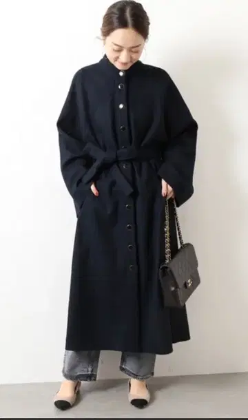 VANESSA SEWARD 별주 망토 코트 네이비