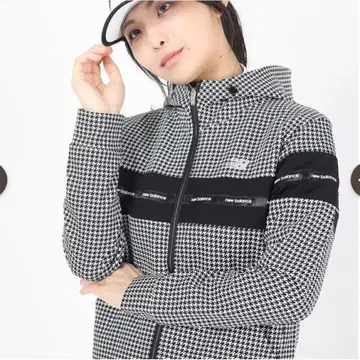 뉴발란스 골프웨어 풀 집업 후드티 하운드투스 체크 패턴