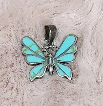 실버 펜던트 탑 버터플라이 터콰이즈