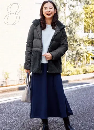 케유카 인조 모피 콤비 다운 자켓