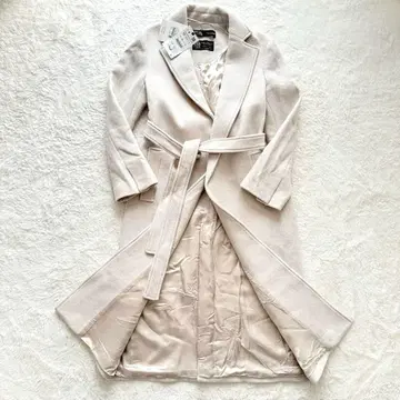 새상품 ZARA MANTECO 벨티드 코트 울 아이보리 M