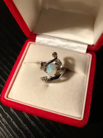 플라티나 오팔 반지 박스 포함