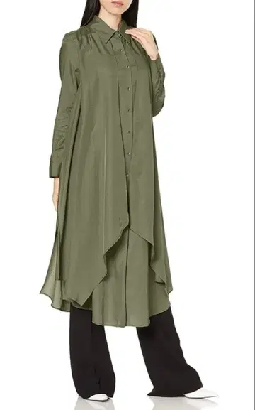 올리브색 긴팔 셔츠 원피스