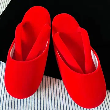 방한 조리 빨간색 벨벳 일본 의류 방한 메리쿠리~