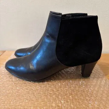 히미코 블랙 숏부츠 가죽 스웨이드 24cm