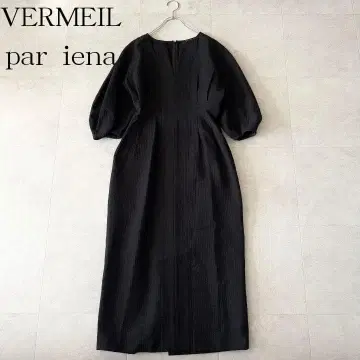 새상품급 베르메이유 페예나 시어서커 퍼프 슬리브 원피스 38 블랙
