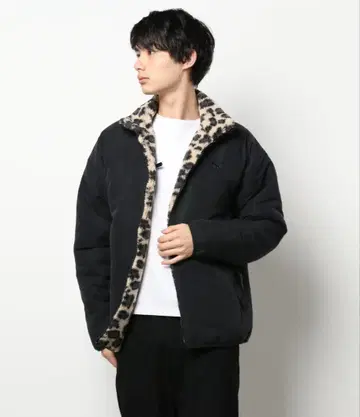 PUMA 리버서블 플리스 자켓 레오파드 무늬/블랙