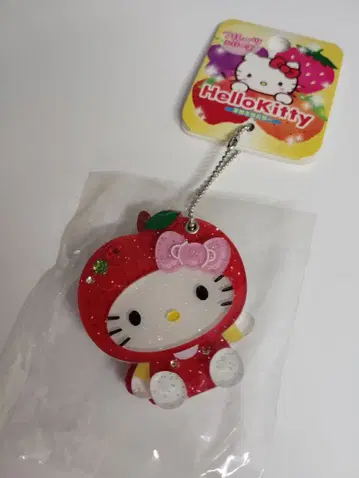 산리오 헬로키티 후르츠 시리즈 키라키라 거울 키링 사과