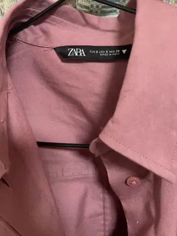 ZARA 핑크 긴팔 셔츠 S 사이즈