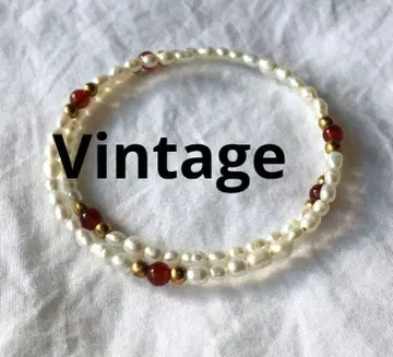빈티지 담수 펄 카넬리안 골드 팔찌 뱅글
