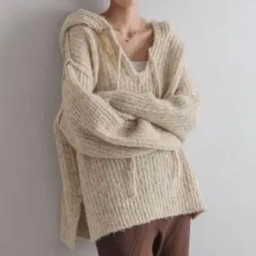 멜란지 후드 니트 풀오버 로리즈팜 미사용 새상품