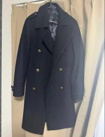 ZARA 자라 체스터 코트 블랙 S 더블 버튼 롱 코트