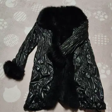 퍼 트리밍 블랙 롱 코트 M~L 사이즈